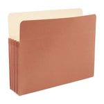Staples Reinforced File Pocket, 3.5" Expansion, Letter Size, Brown, 25/Box (ST418293)