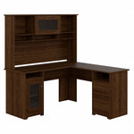 Bush Furniture Cabot 60"W L Shaped Computer Desk with Hutch and Storage, Modern Walnut (CAB001MW)