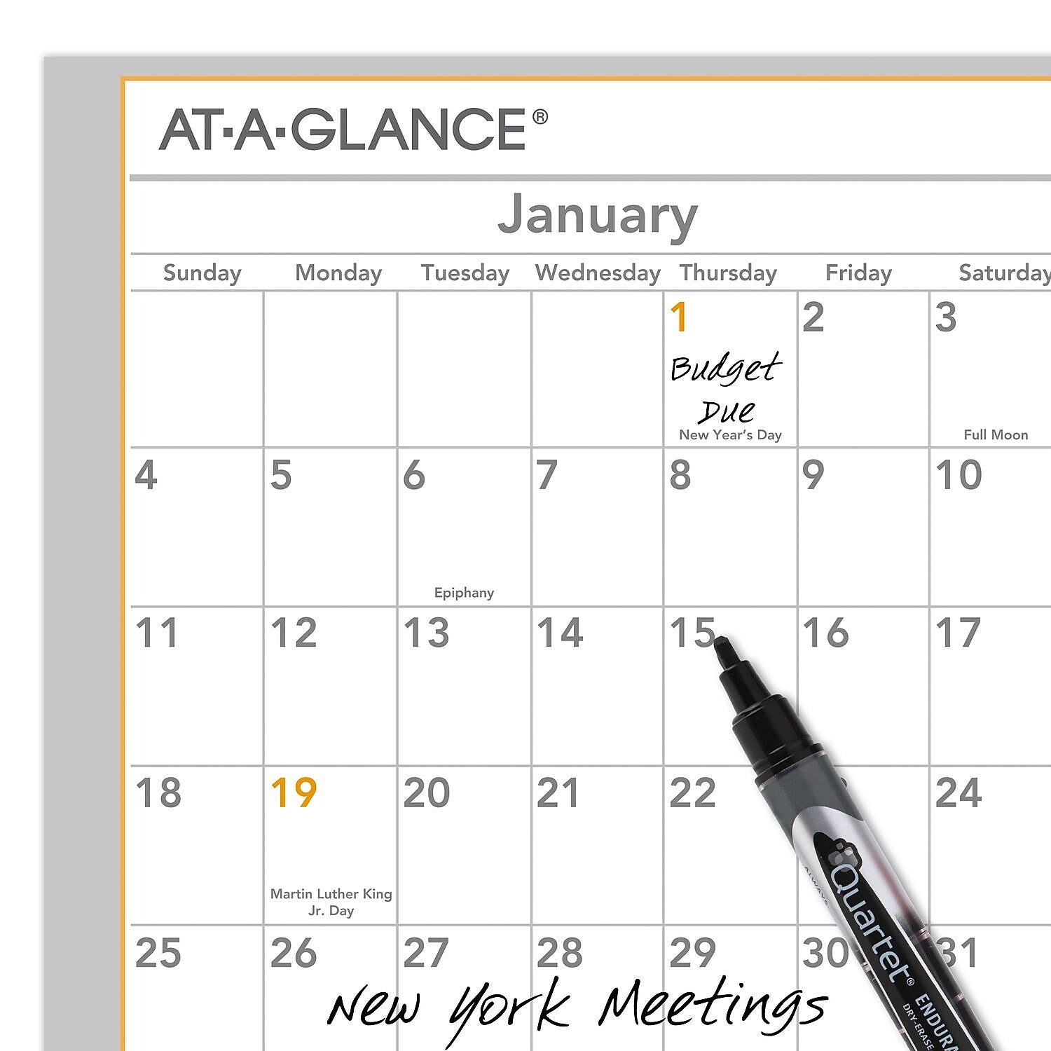 2026 AT-A-GLANCE WallMates 24" x 18" Yearly Dry-Erase Wall Calendar, White/Gray (AW5060-28-26)