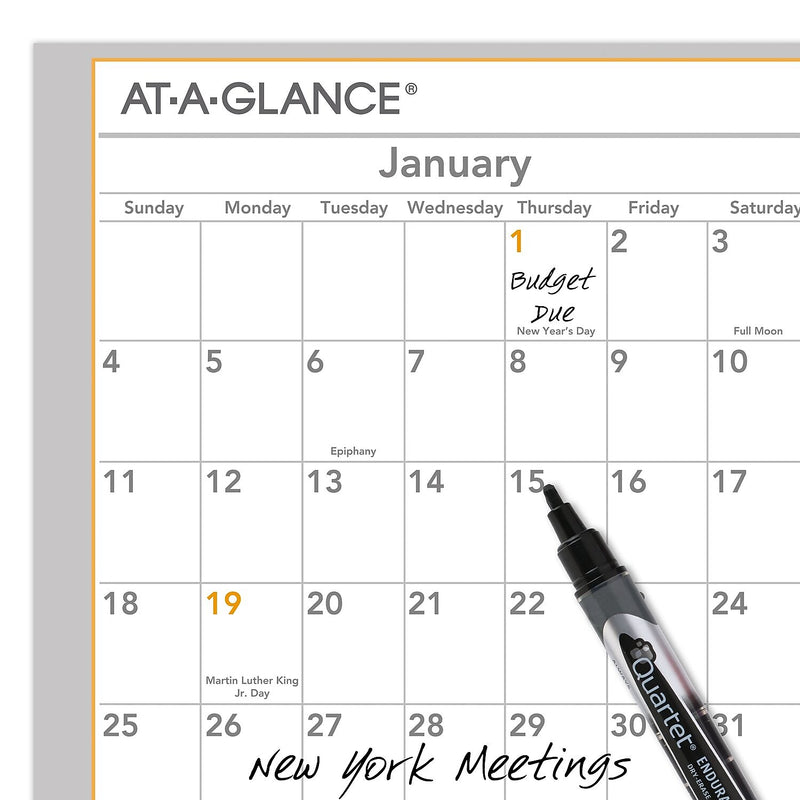 2026 AT-A-GLANCE WallMates 24" x 18" Yearly Dry-Erase Wall Calendar, White/Gray (AW5060-28-26)