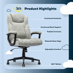 Serta Comfort Eco Ergonomic Velvet Fabric Swivel Executive Chair, Light Grey (CCHR10006A)