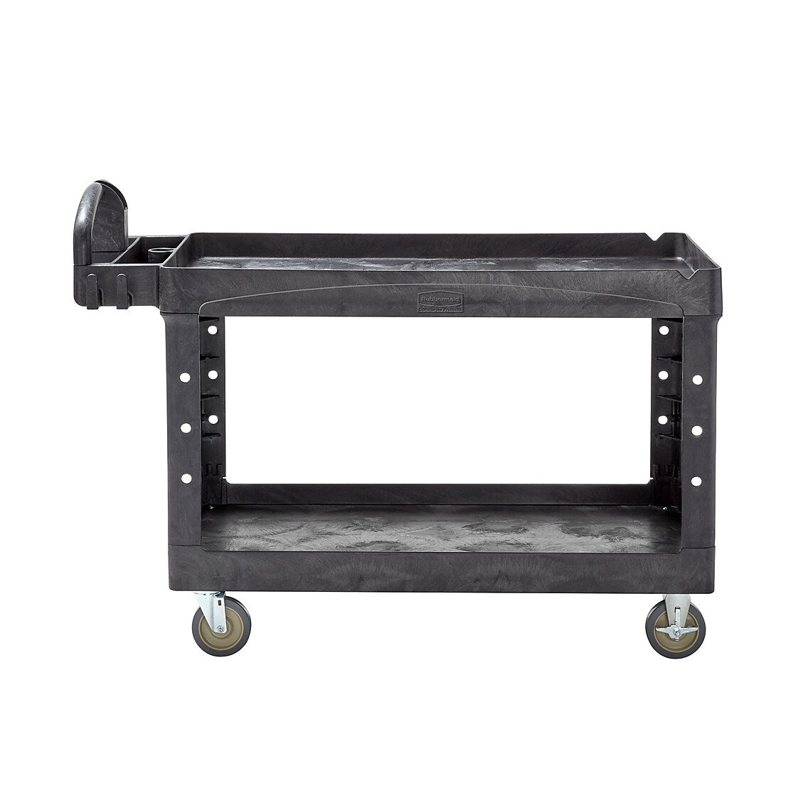 Rubbermaid 2-Shelf Plastic/Poly Mobile Utility Cart with Swivel Wheels, Black (FG454600BLA)