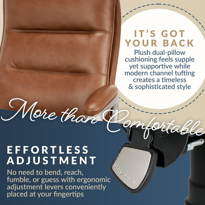 La-Z-Boy Jenkins Bonded Leather Swivel Executive Big & Tall Chair, Brown (60075-CAM)