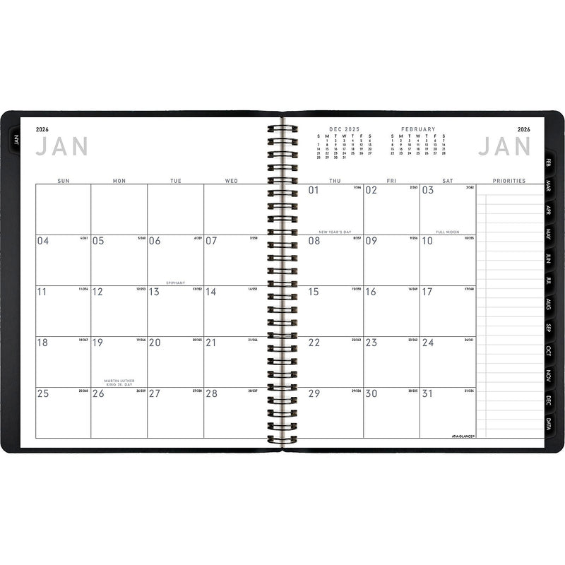 2026 AT-A-GLANCE Contemporary 7" x 8.75" Monthly Planner, Faux Leather Cover, Black (70-120X-05-26)