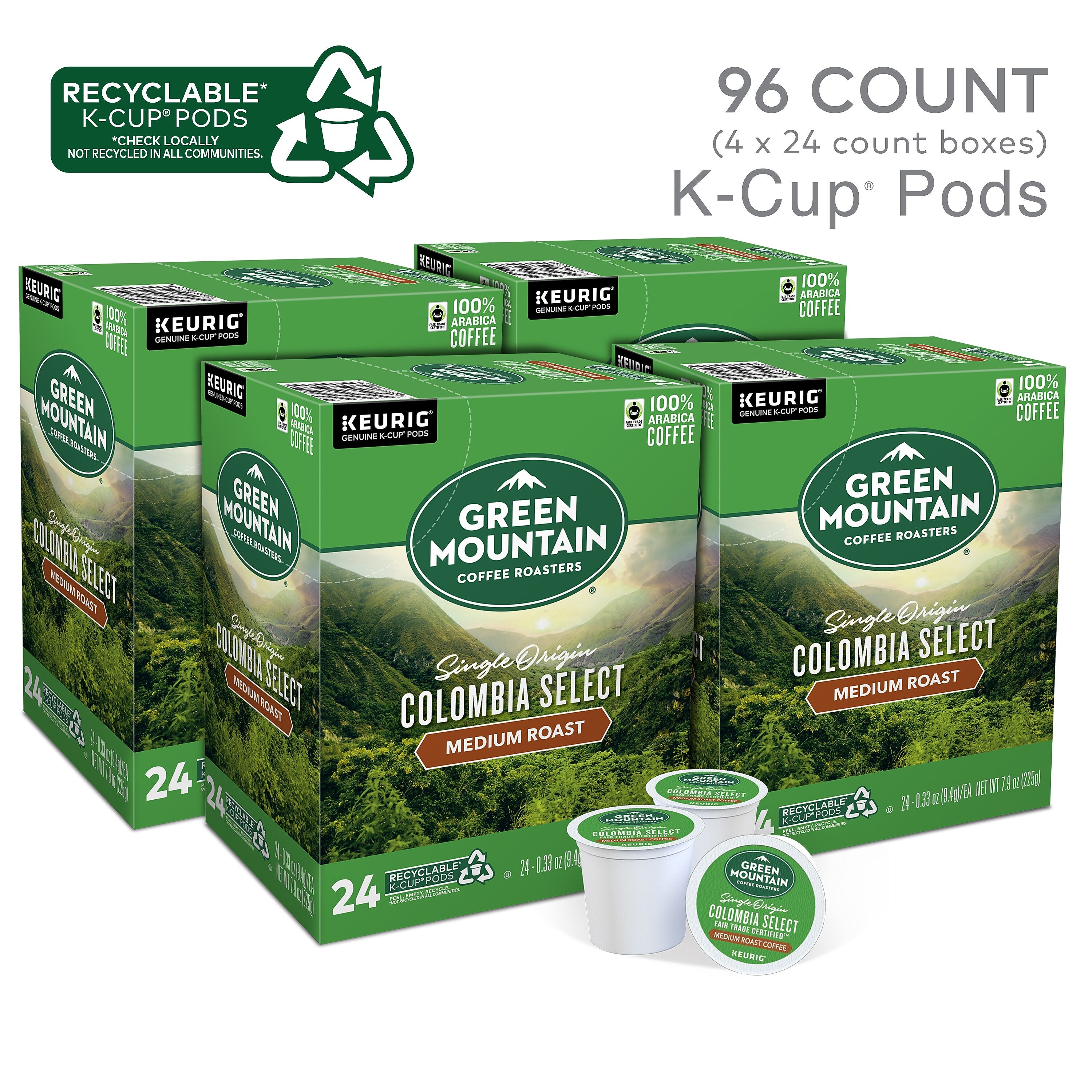 Green Mountain Colombia Select Coffee Keurig® K-Cup® Pods, Medium Roast, 96/Carton (6003)