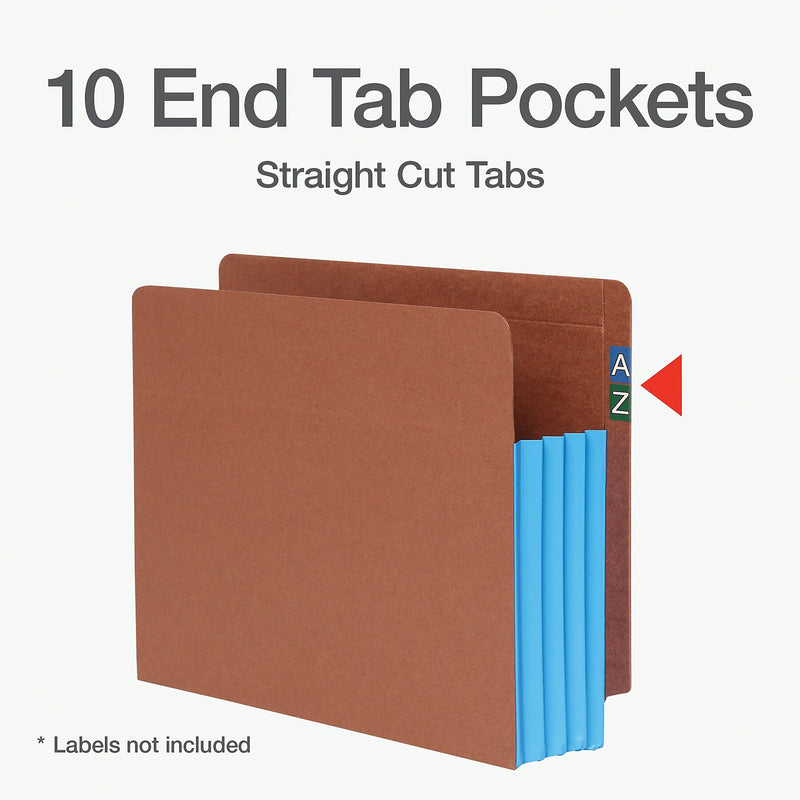 Pendaflex File Pocket, 3 1/2" Expansion, Letter Size, Brown/Blue, 10/Box (1007026)