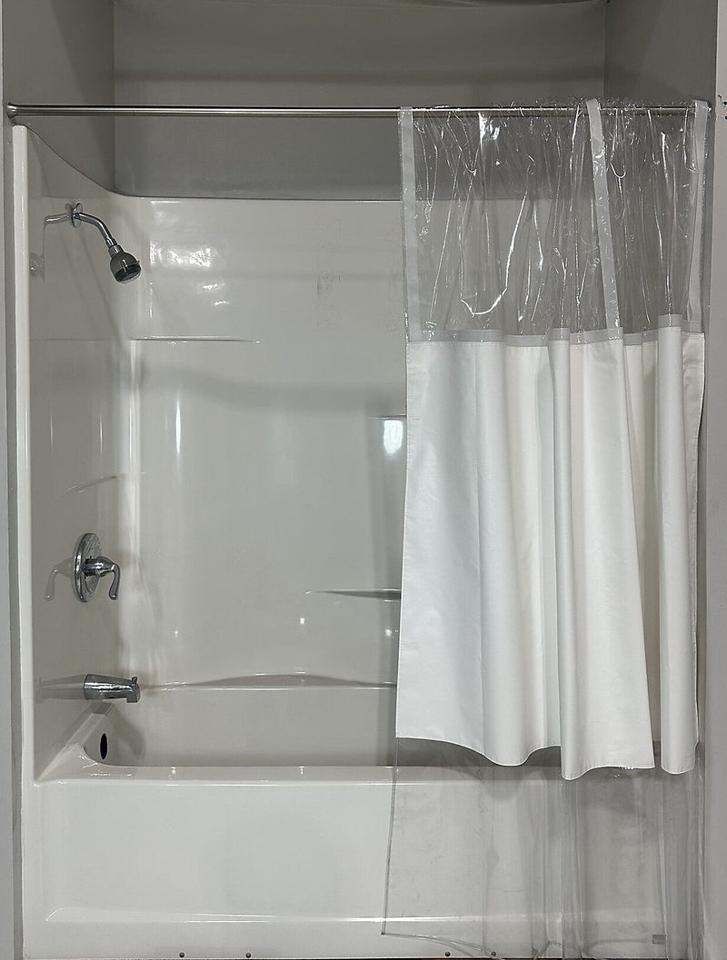Gary Manufacturing PREA Compliant & Anti-Ligature 70" x 72-96" Vinyl Shower Curtain, Hook & Loop Fold-over, 12/Case (STPADJCFFO)