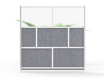 Luxor Modular Room Divider Starter Wall, 70"H x 70"W, Gray PET/Frosted Acrylic (MW-7070-FCG)