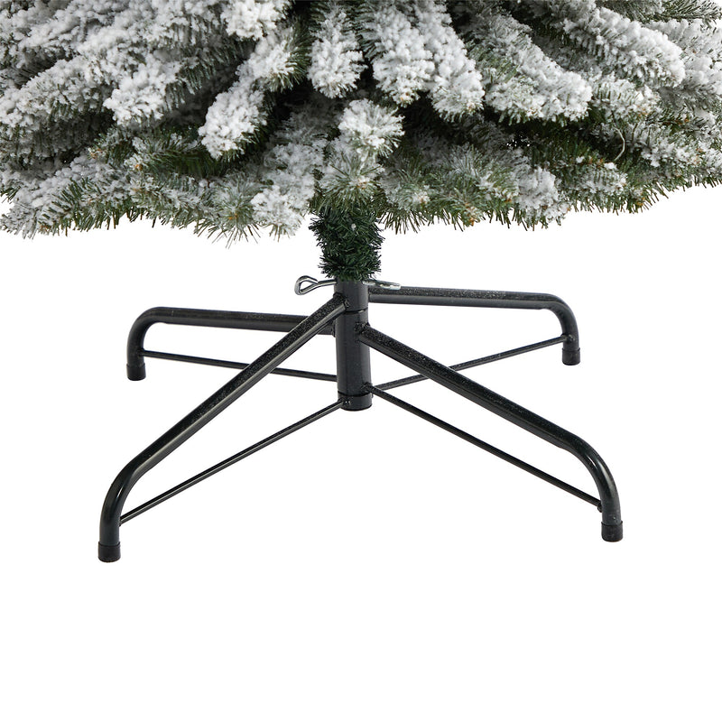 Nearly Natural 8-ft Flocked Pencil Artificial Christmas Tree with 500 Clear Lights and 646 Bendable Branches (T1908)
