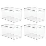 iDESIGN Stackable Plastic Storage Bin, 7" x 12.75"x 7.25", Clear, 4/Pack (29201M4)