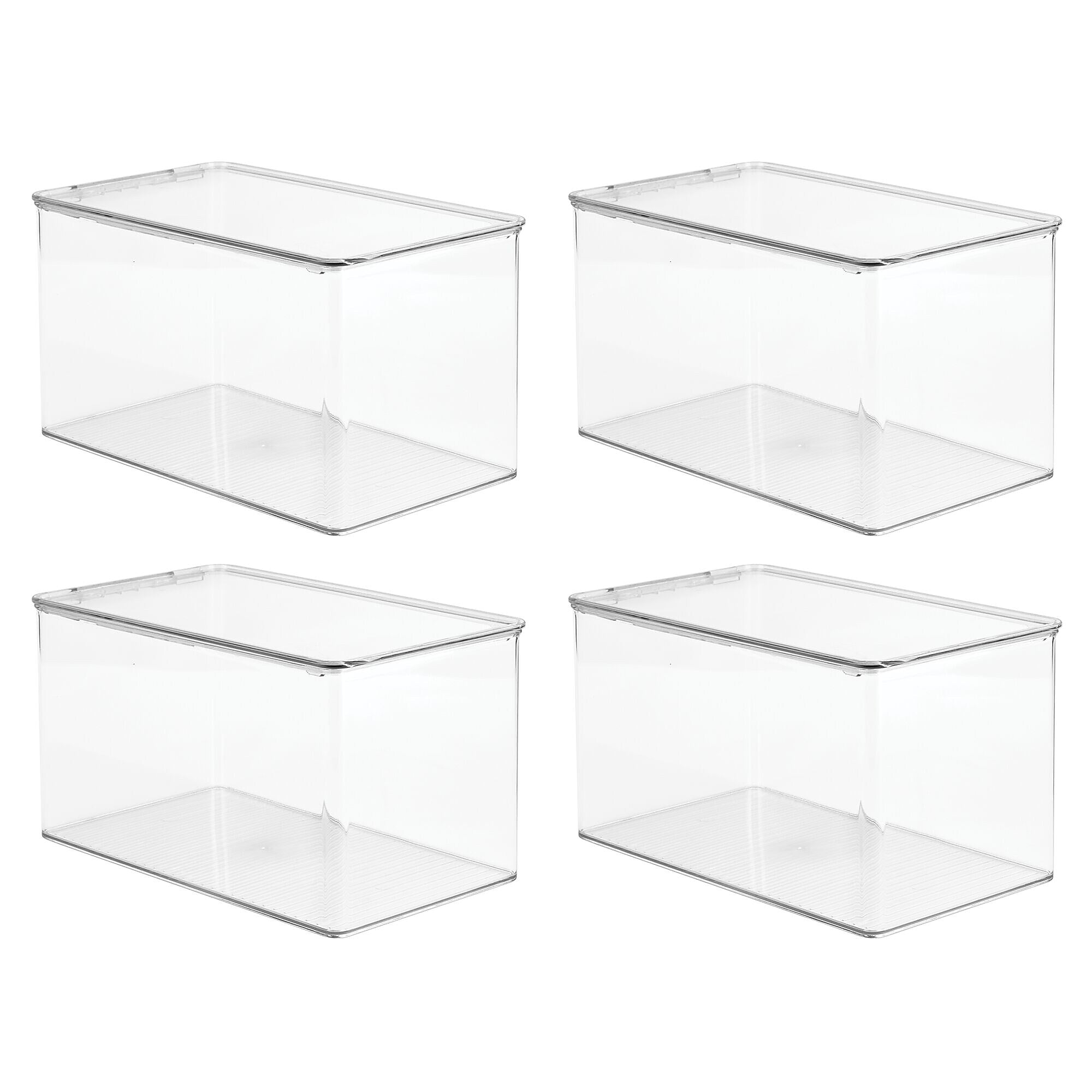 iDESIGN Stackable Plastic Storage Bin, 7" x 12.75"x 7.25", Clear, 4/Pack (29201M4)