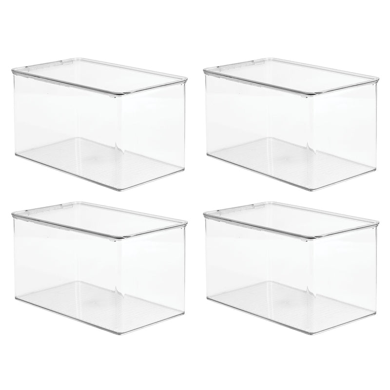 iDESIGN Stackable Plastic Storage Bin, 7" x 12.75"x 7.25", Clear, 4/Pack (29201M4)