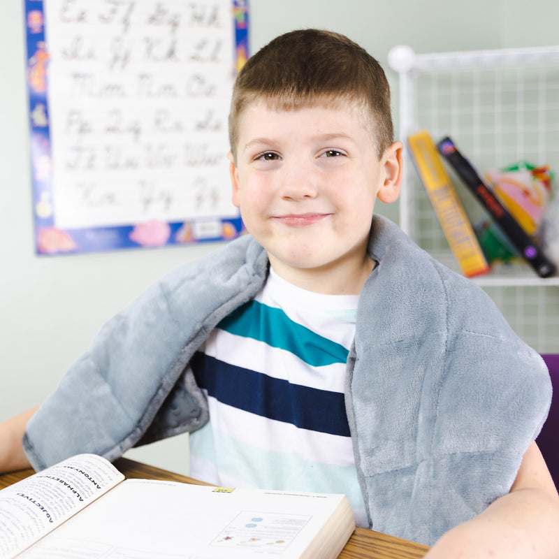 Bouncyband Sensory Weighted Dual Texture Shoulder Wrap for Kids, 40" x 12", Gray (BBALPWR5GY)