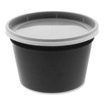 Pactiv Evergreen Newspring DELItainer Microwavable Container, 16 oz, 4.55 x 4.55 x 3.1, Black/Clear, Plastic, 240/Carton
