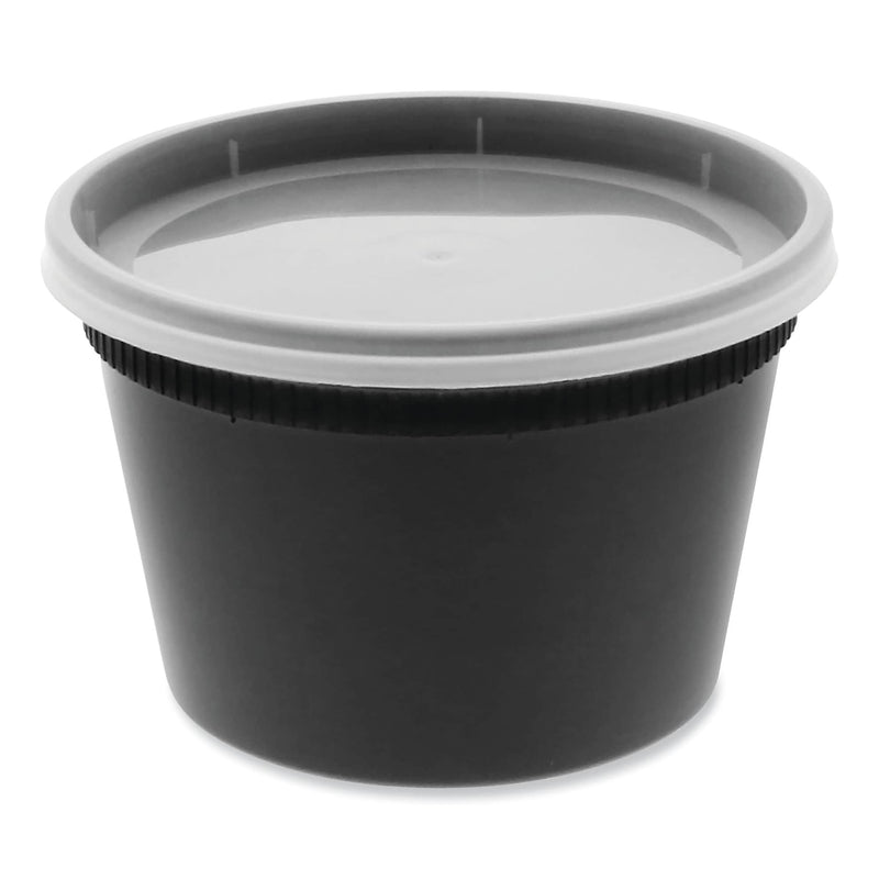 Pactiv Evergreen Newspring DELItainer Microwavable Container, 16 oz, 4.55 x 4.55 x 3.1, Black/Clear, Plastic, 240/Carton
