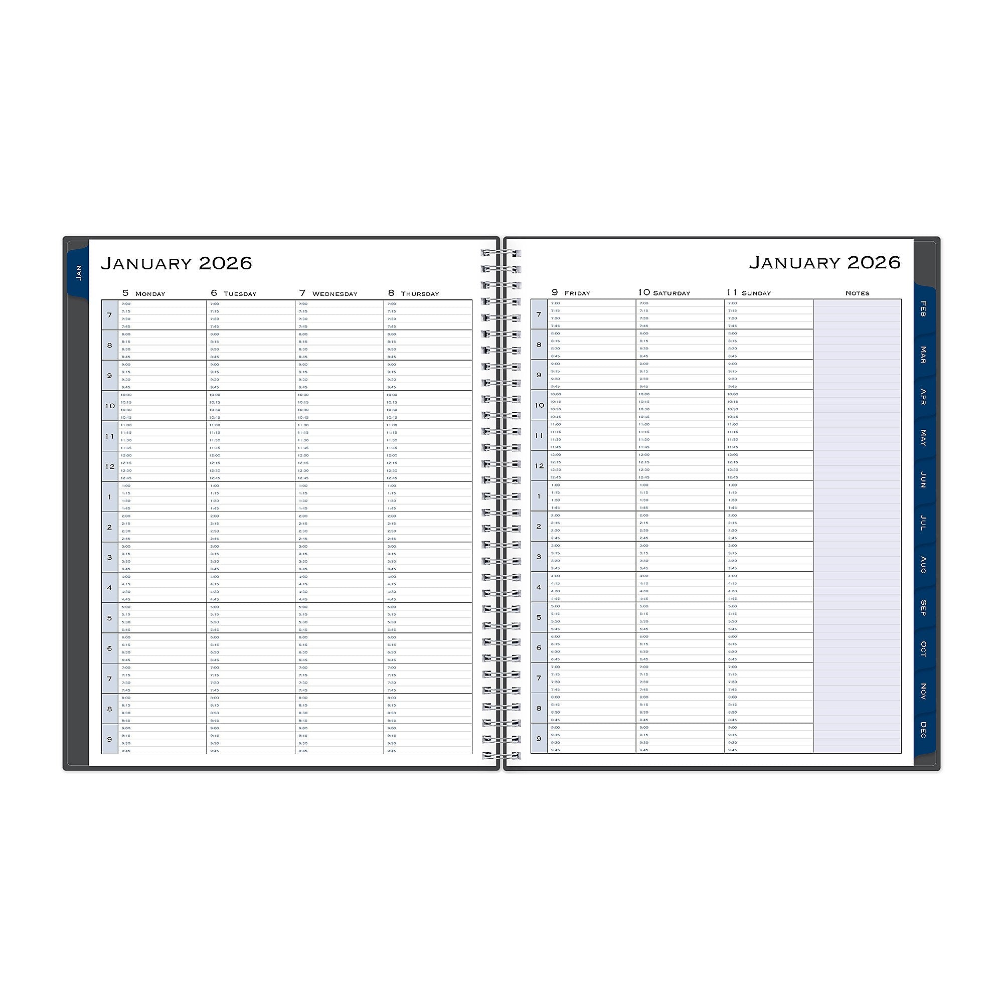 2026 Blue Sky Passages 8.5" x 11" Calendar Year Weekly & Monthly Planner, Plastic Cover, Gray (100009-26)