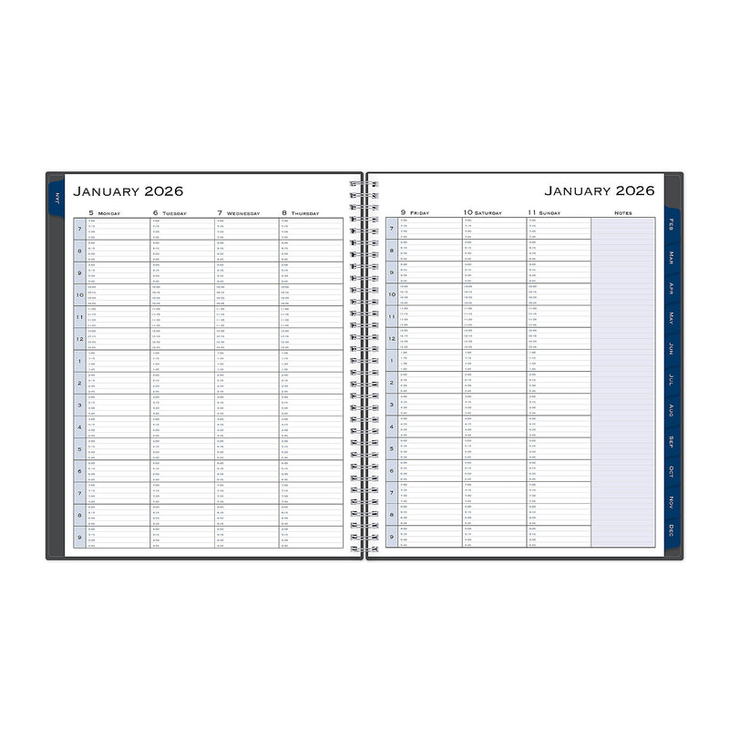2026 Blue Sky Passages 8.5" x 11" Calendar Year Weekly & Monthly Planner, Plastic Cover, Gray (100009-26)