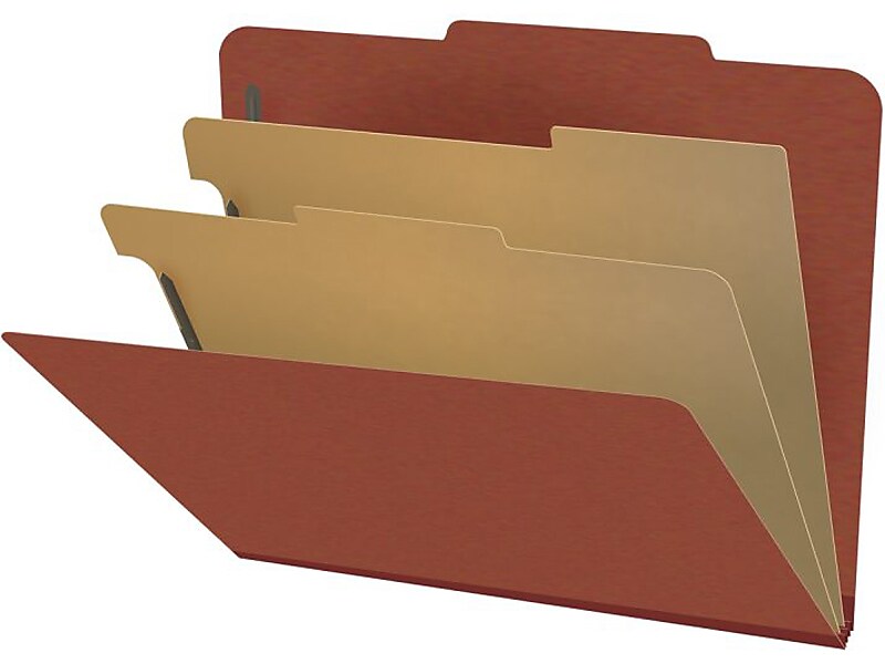 Medical Arts Press Pressboard Classification Folder, 2 Dividers, 2" Expansion, Letter Size, Red, 10/Box (DV-T42-26-3RED)