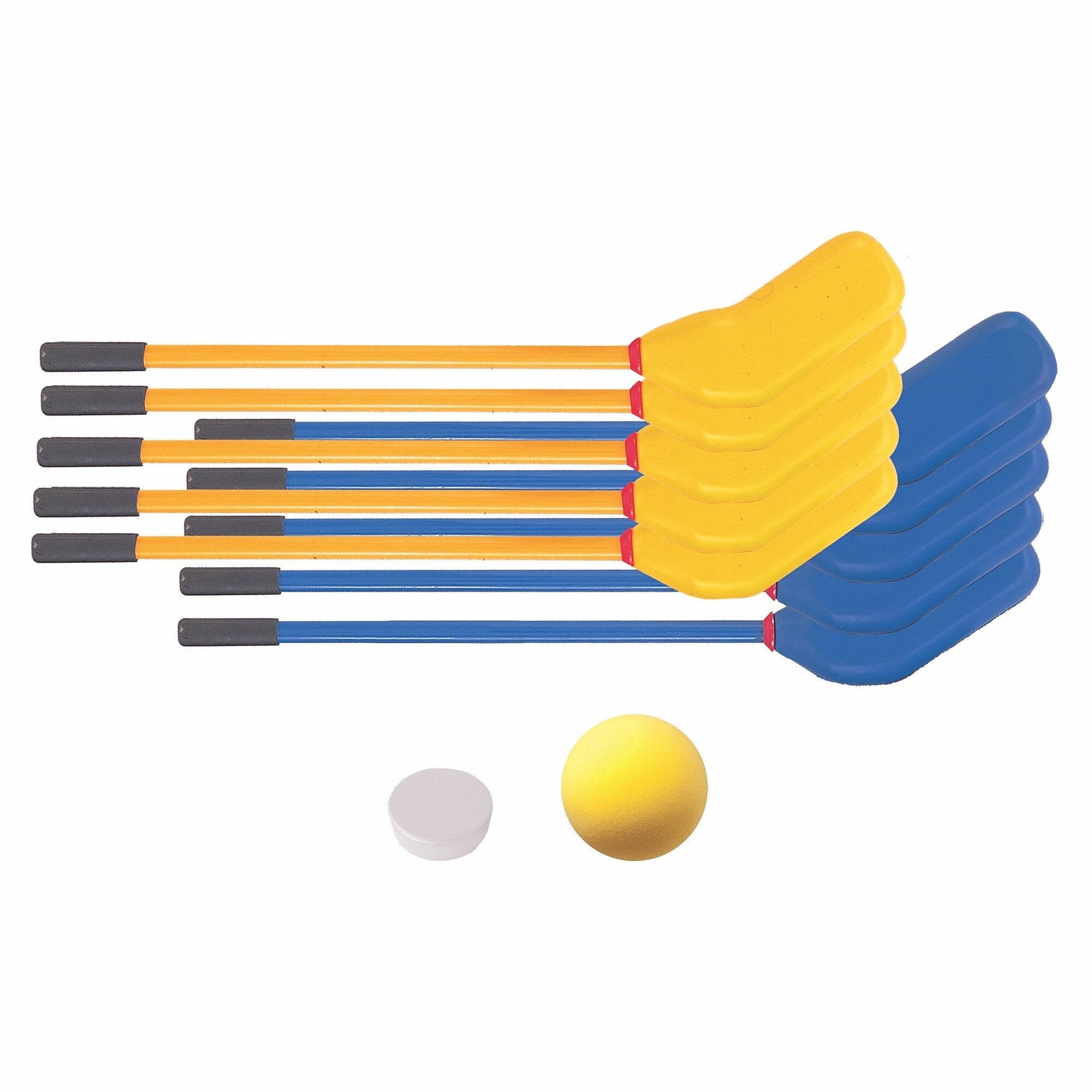 Champion Sports Soft Hockey Set, Blue/Yellow, 12/Set (CHSHS10SET)