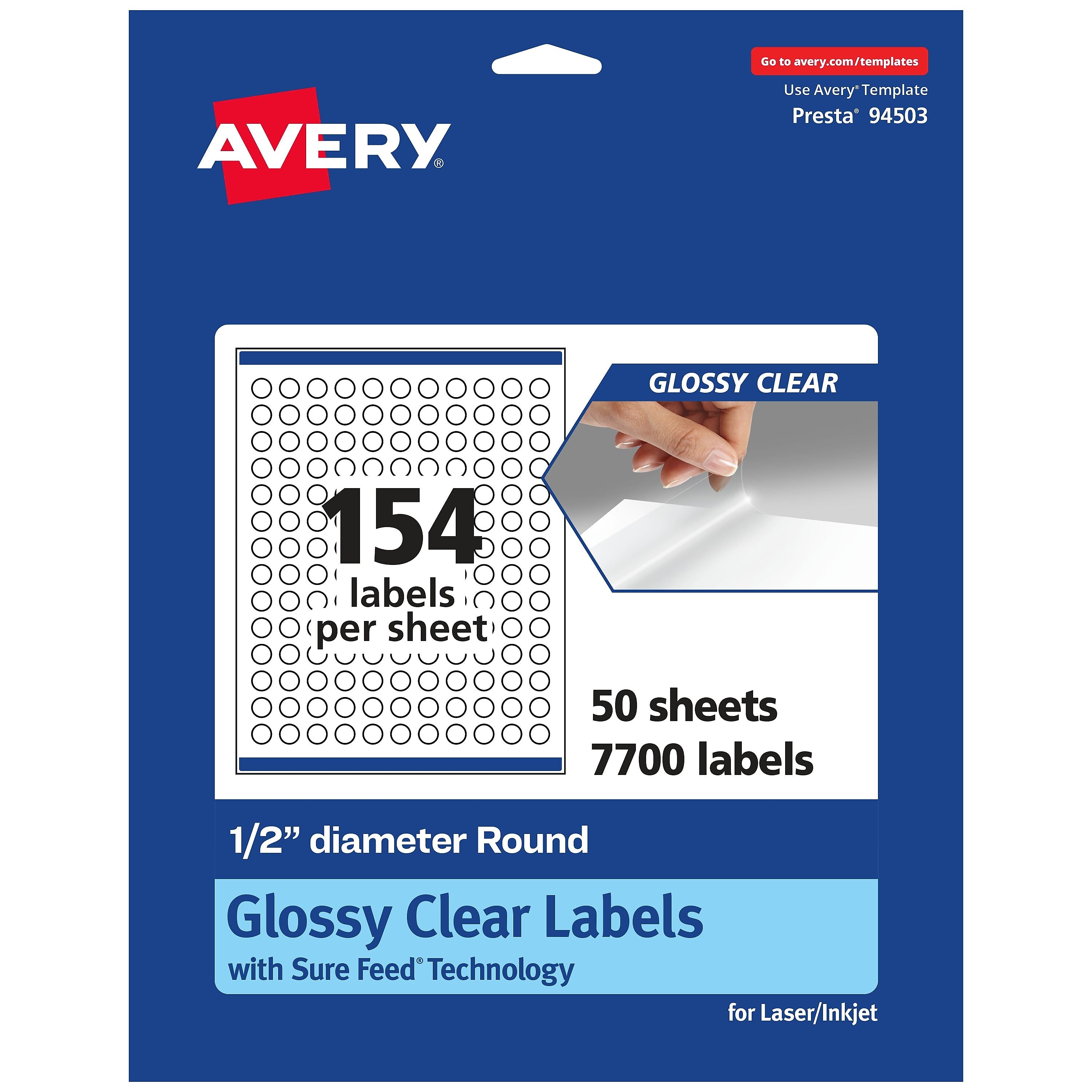 Avery Laser/Inkjet Round Multipurpose Labels, 0.5" Dia., 7700 Labels/Box (94503)
