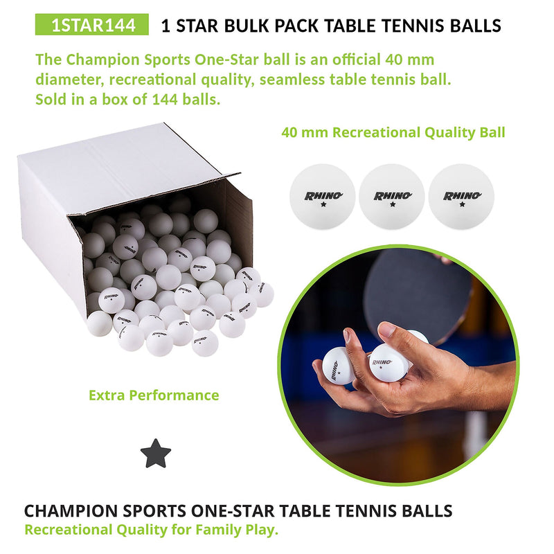 Champion Sports One-Star Table Tennis Ball, 144/Pack (CHS1STAR144)