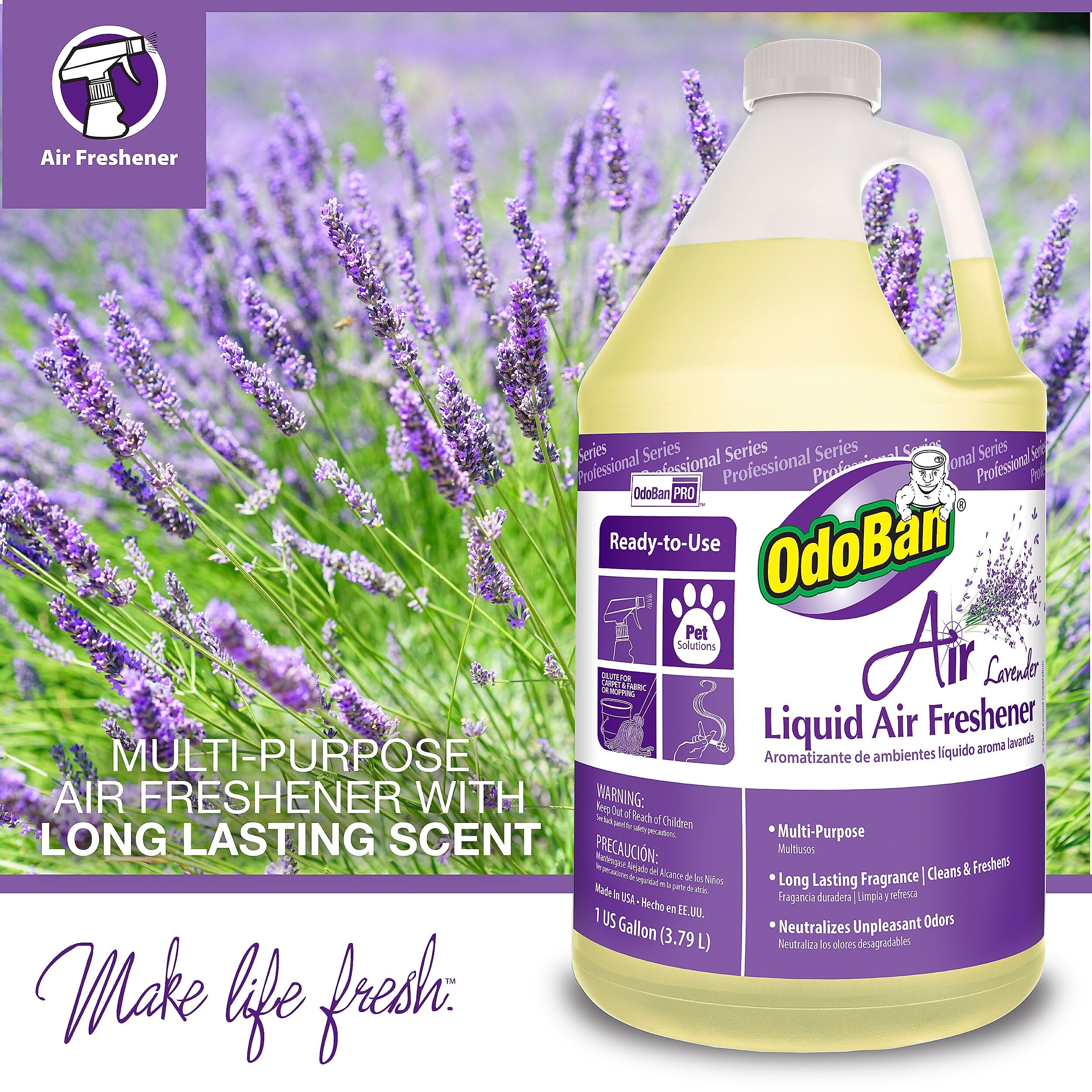 OdoBan Professional Air Freshener, Lavender Scent, 1 Gallon (977562-G4)