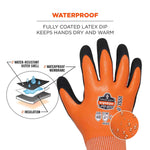 Ergodyne ProFlex 7551 Waterproof Cut-Resistant Winter Work Gloves, ANSI A5, Orange, XXL, 1 Pair (17676)
