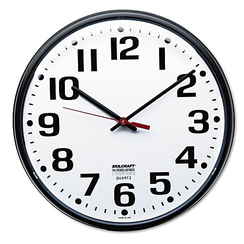 AbilityOne Skilcraft Slimline Quartz Wall Clock, Plastic, 12.75" Diameter (NSN3897944)