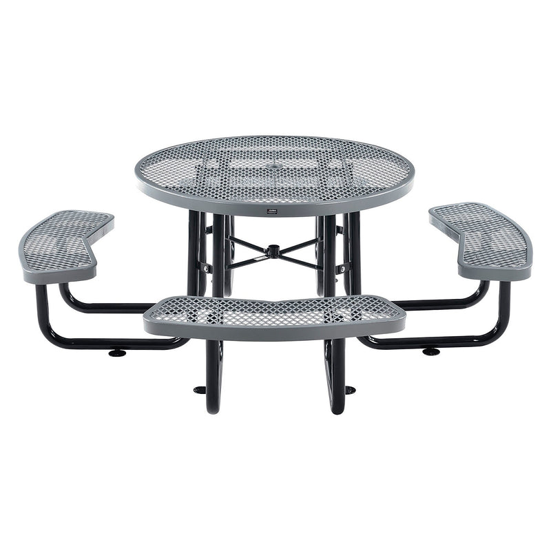 Global Industrial 46" Round Picnic Table, Expanded Metal, Gray (277150GY)
