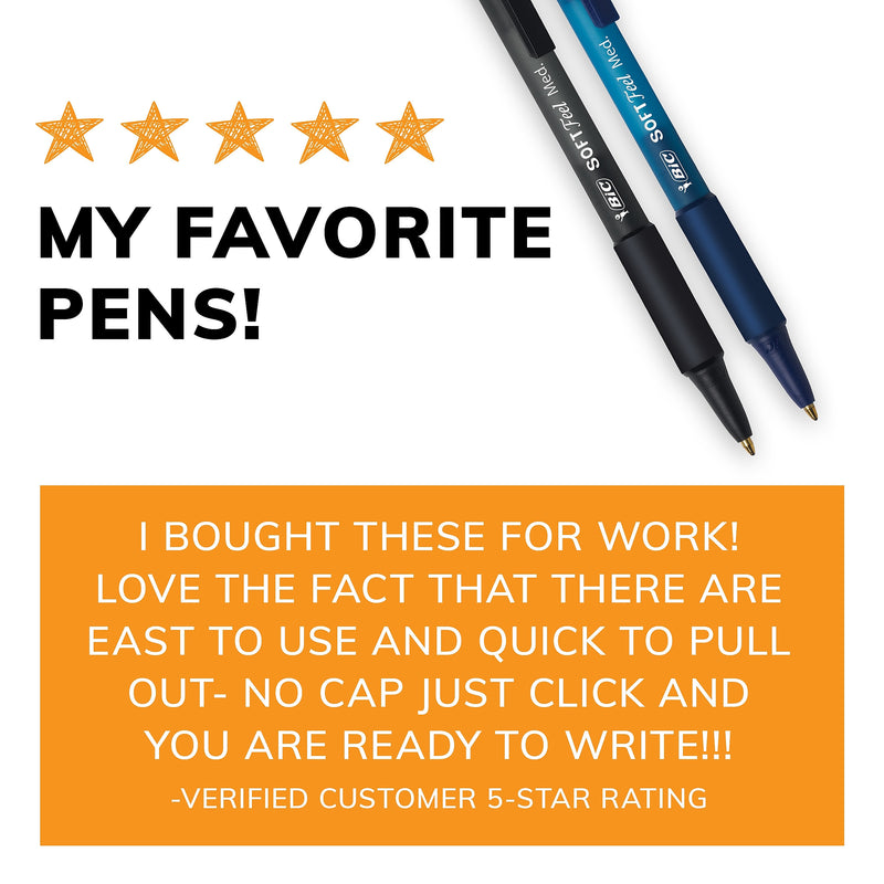 BIC Soft Feel Retractable Ballpoint Pens, Medium Point, Assorted Ink, 36/Pack (SCSM361-AST)