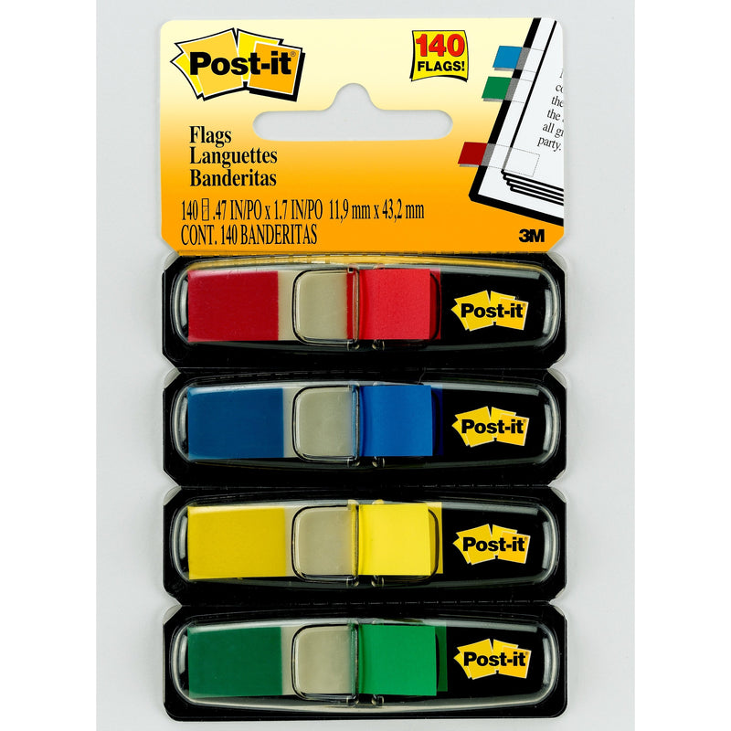 Post-it Flags, .47", Assorted Colors, 140 Flags/Pack (683-4)