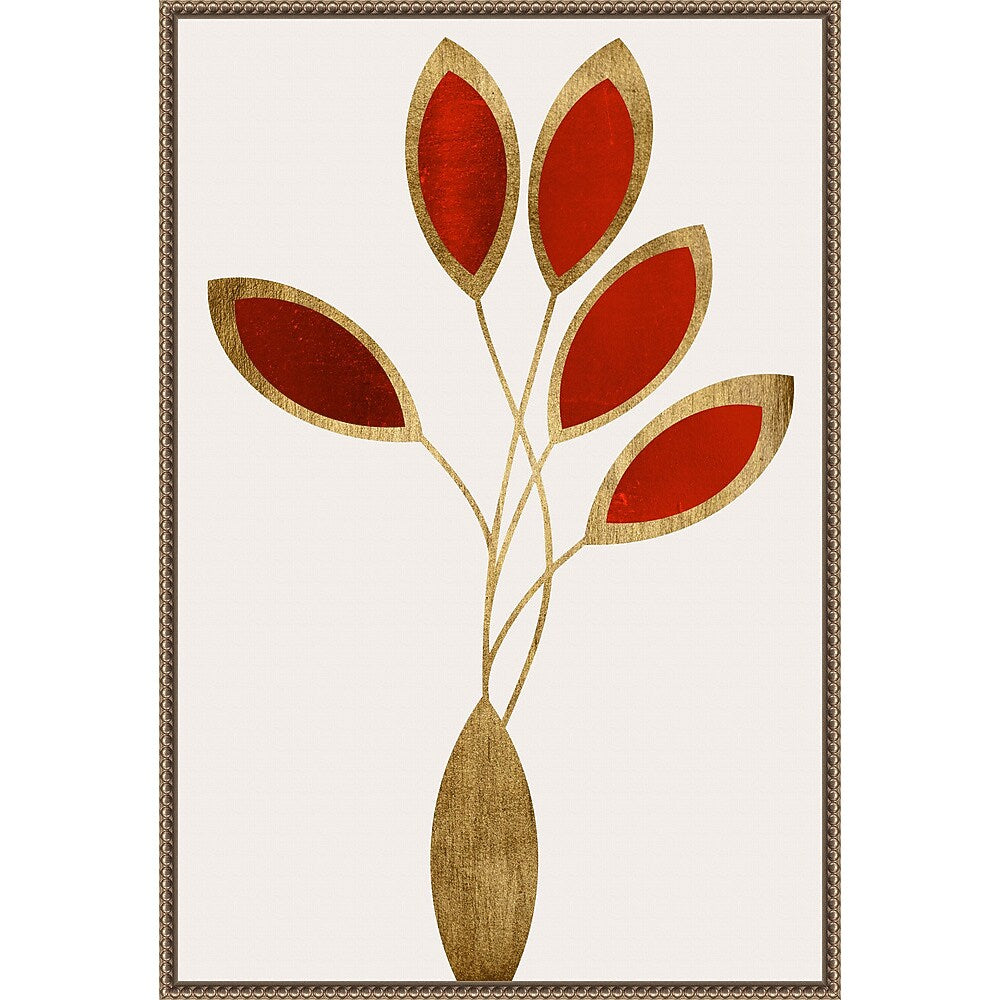 Amanti Art Five Red Flowers by Kubistika  Framed Canvas Wall Art Print, 23" x 33" (A42678302736)