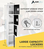 AdirOffice 72"H 4-Tier Black Storage Locker (ADI629-204-BLK-DL)