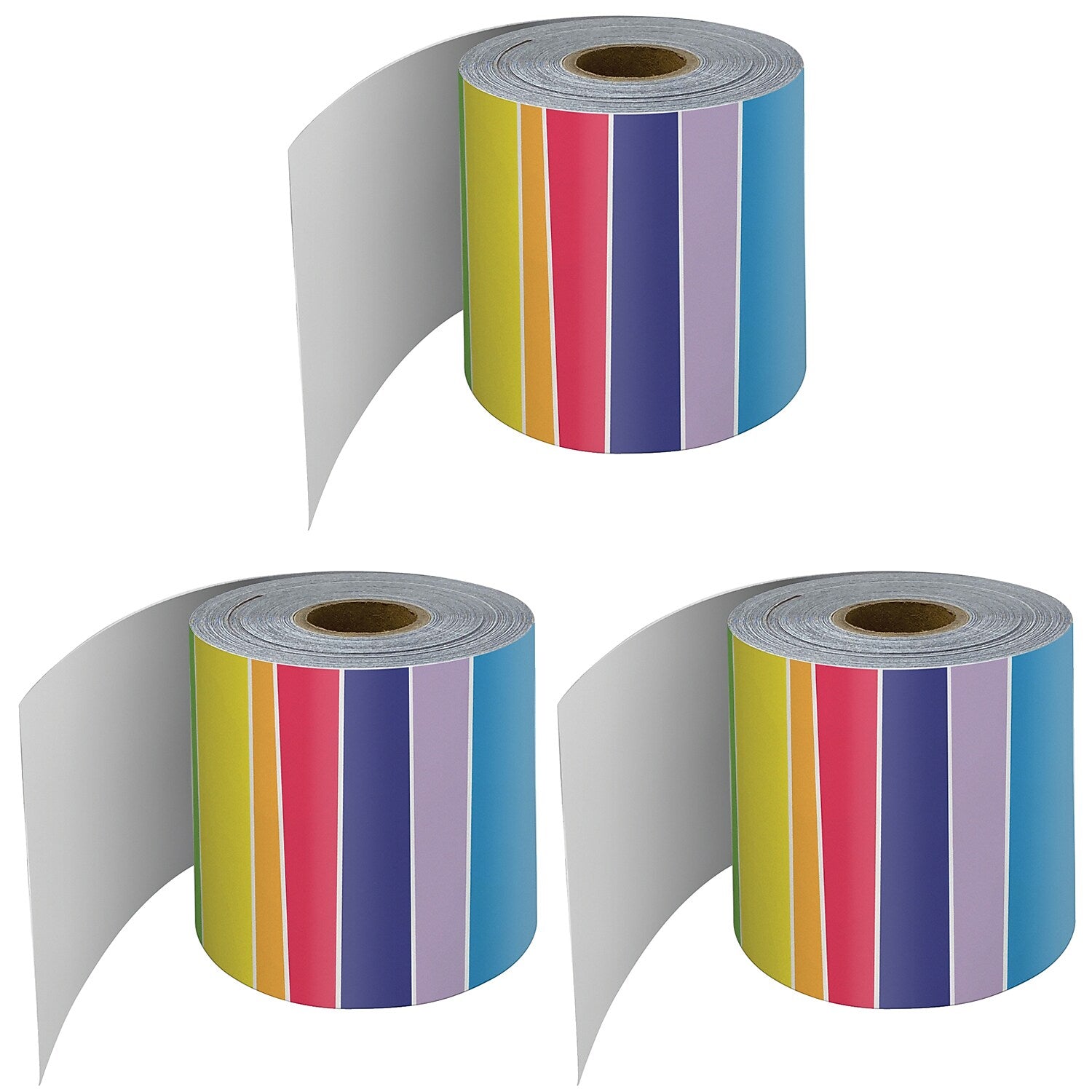 Carson Dellosa Education Rolled Straight Border, 3"x 65', Rainbow, 3/Bundle (CD-108475-3)
