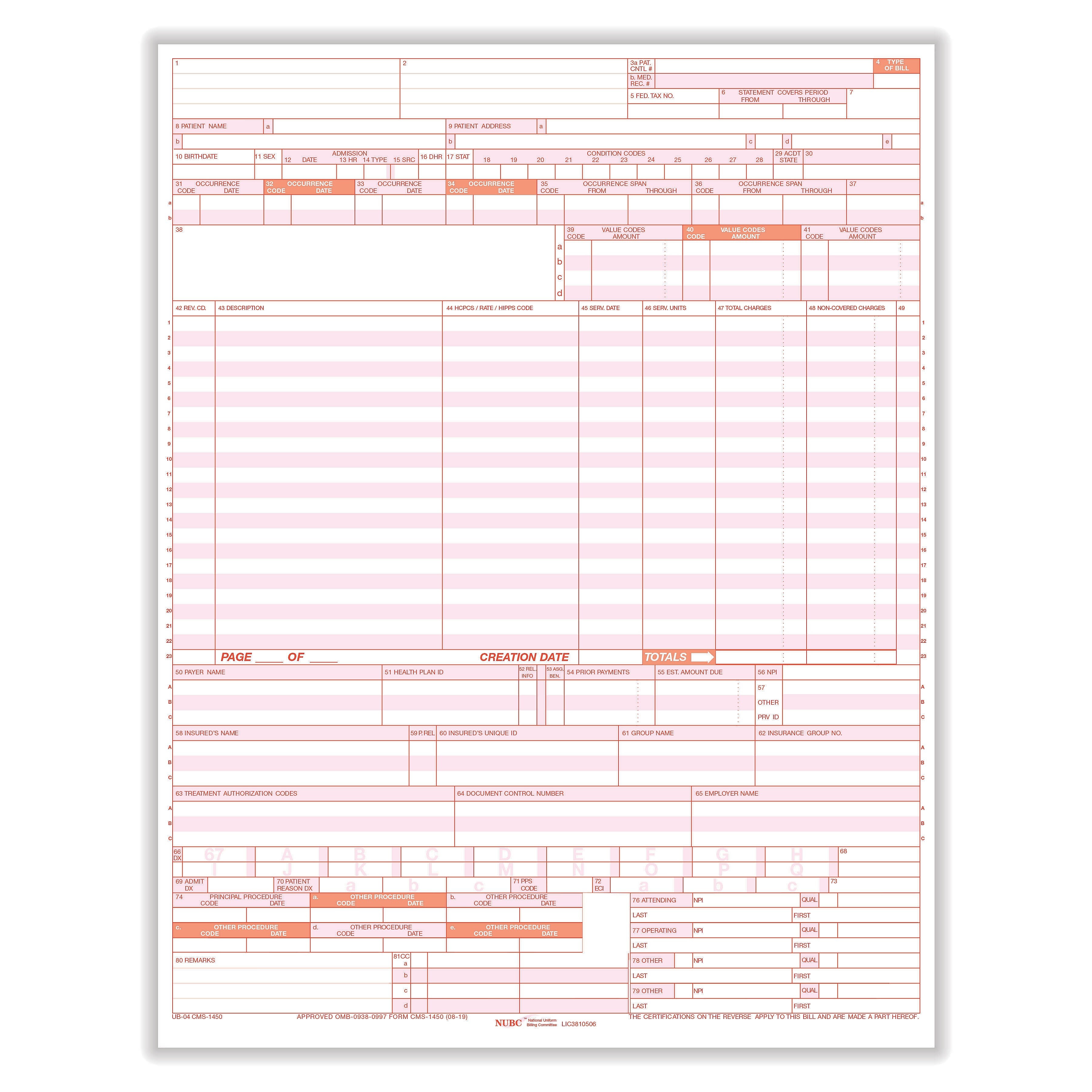 ComplyRight UB-04 Hospital Claim Form, 500 Forms/Pack (UB04LC5)