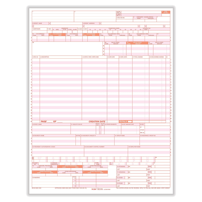 ComplyRight UB-04 Hospital Claim Form, 500 Forms/Pack (UB04LC5)