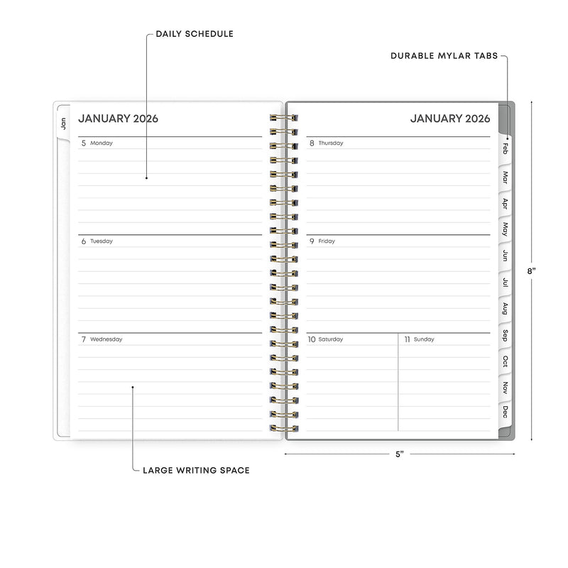 Planning Calendar BS Sophie Frosted PP 5x8 RY26 Wkly/Mthly Safety Wirebound -