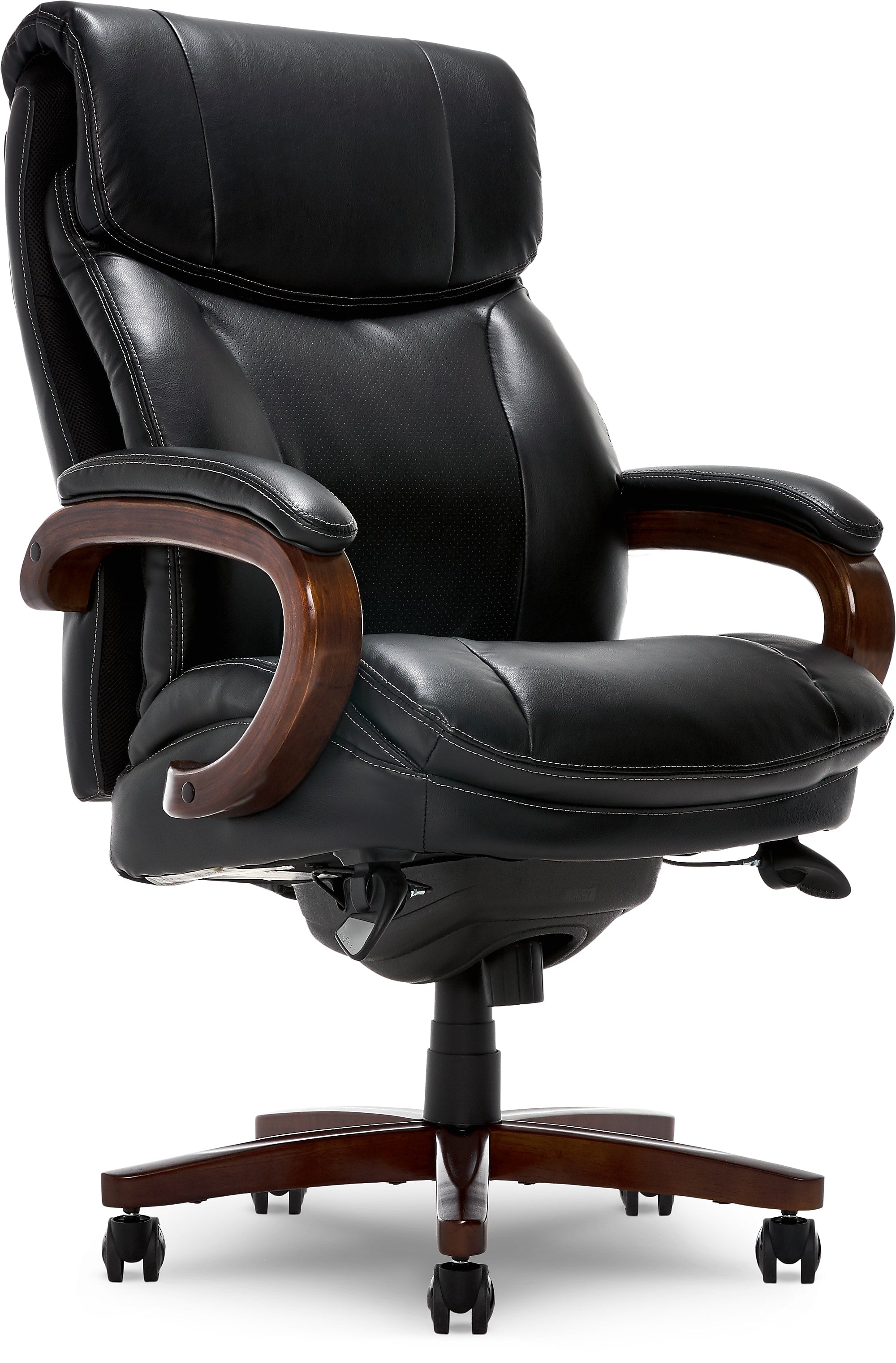 La-Z-Boy Trafford Ergonomic Bonded Leather Swivel Executive Chair, Black (45782A)