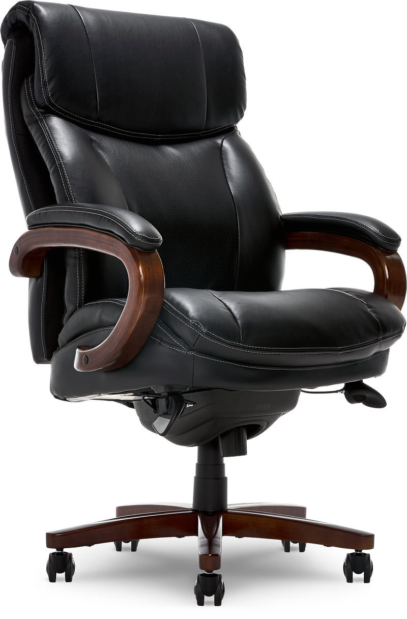 La-Z-Boy Trafford Ergonomic Bonded Leather Swivel Executive Chair, Black (45782A)