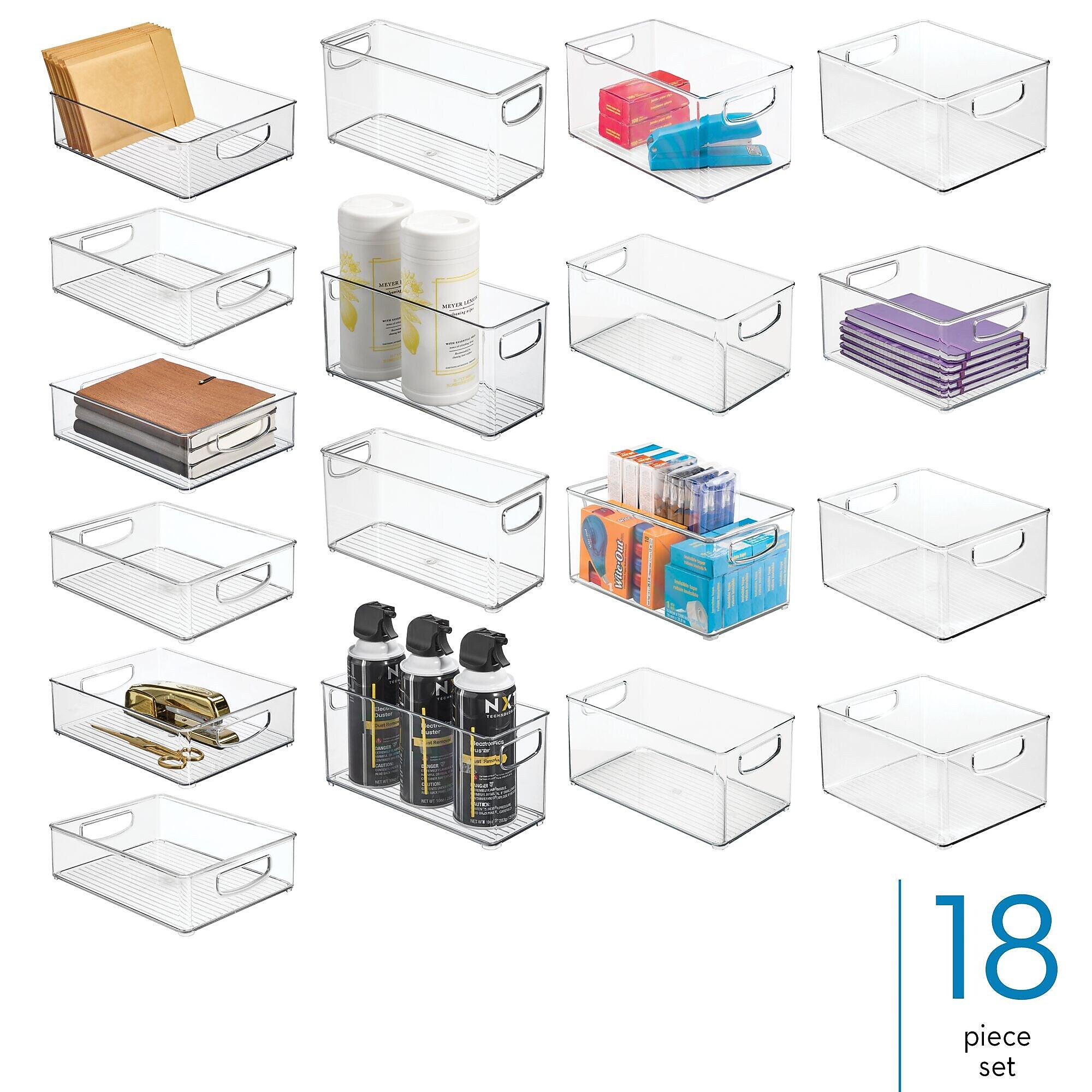 iDESIGN Assorted Stackable Plastic Storage Bin, 18/Set (07071S)