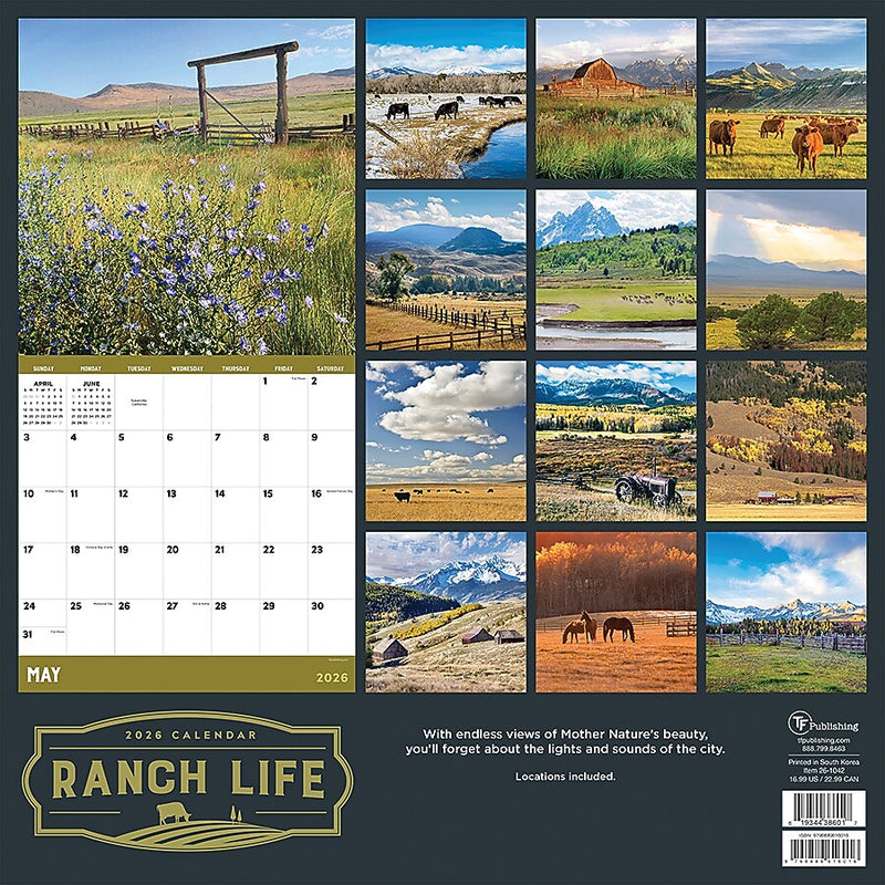 2026 TF Publishing Ranch Life 12" x 12" Monthly Wall Calendar (26-1042)