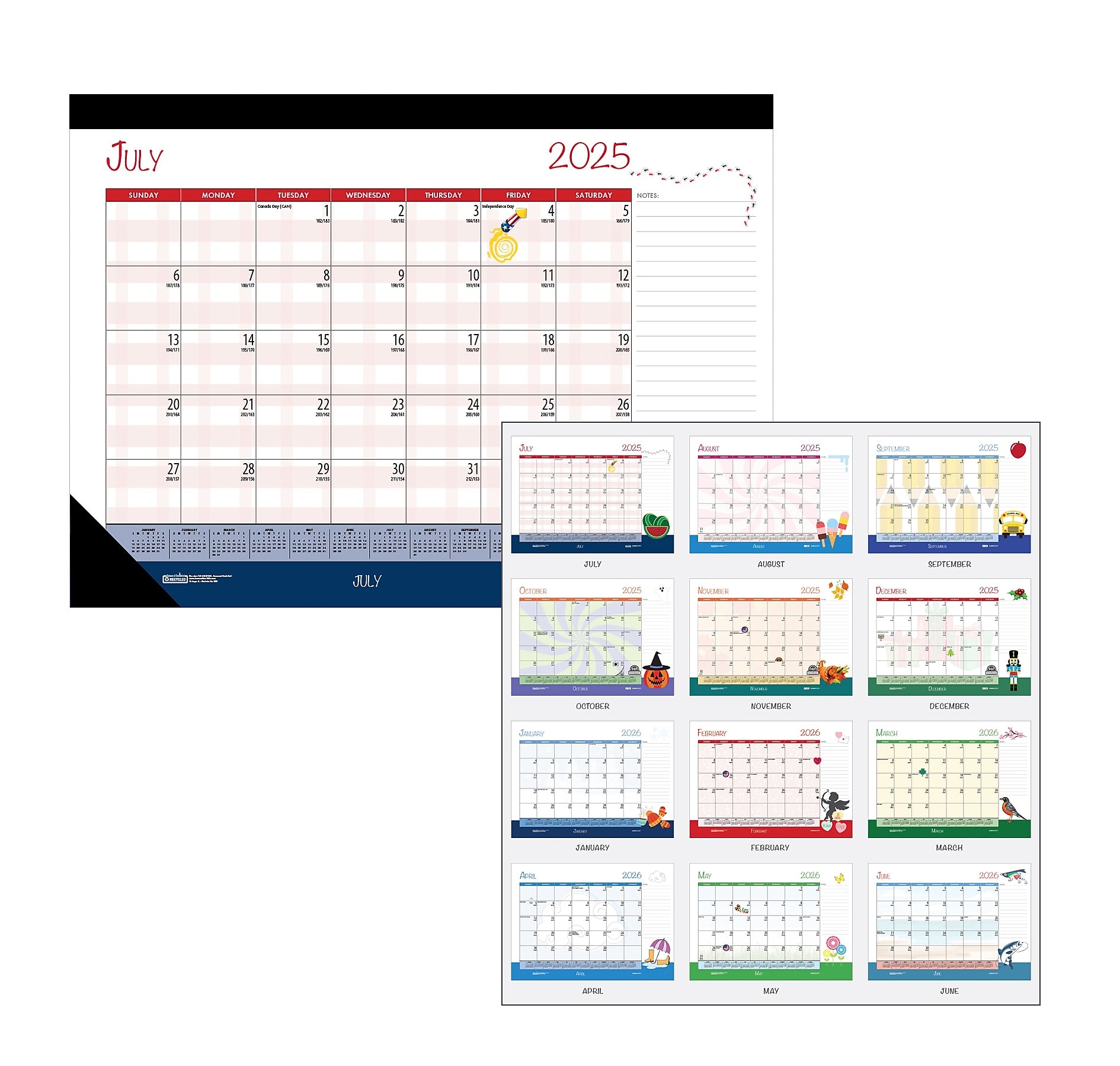 2025-2026 House of Doolittle Seasonal/Holiday 22" x 17" Academic Monthly Desk Pad Calendar (1395-26)