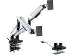 Mount-It! Adjustable Dual Monitor Arm, Up to 35" Monitor, Grayish White/Matte Black (MI-4882)