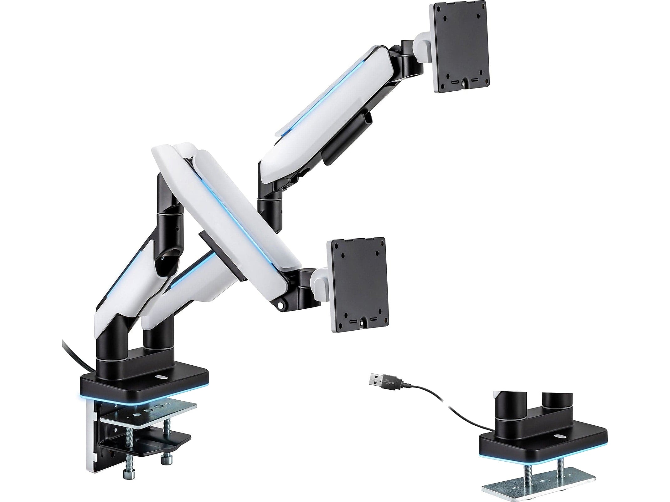 Mount-It! Adjustable Dual Monitor Arm, Up to 35" Monitor, Grayish White/Matte Black (MI-4882)