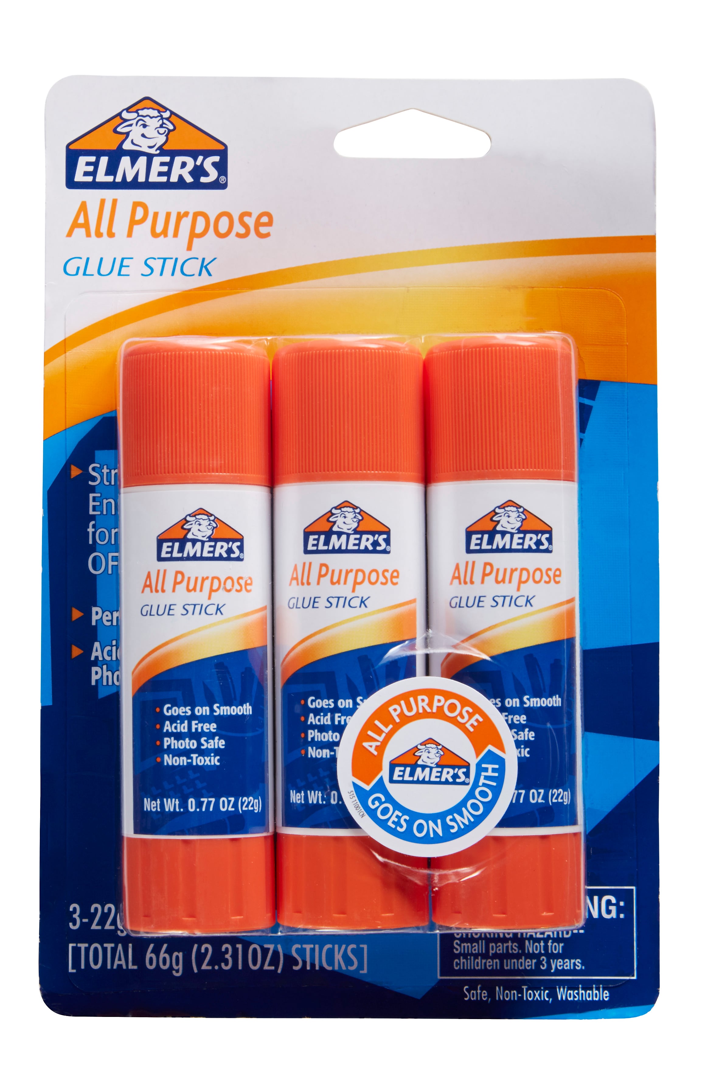Elmer's Jumbo All Purpose Glue Stick, 0.77 oz., 3/Pack (E5022)