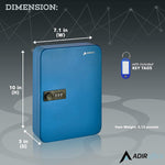 AdirOffice 48-Key Cabinet with Combination Lock and Key Tags, Blue (682-48-BLU-689-PKG)