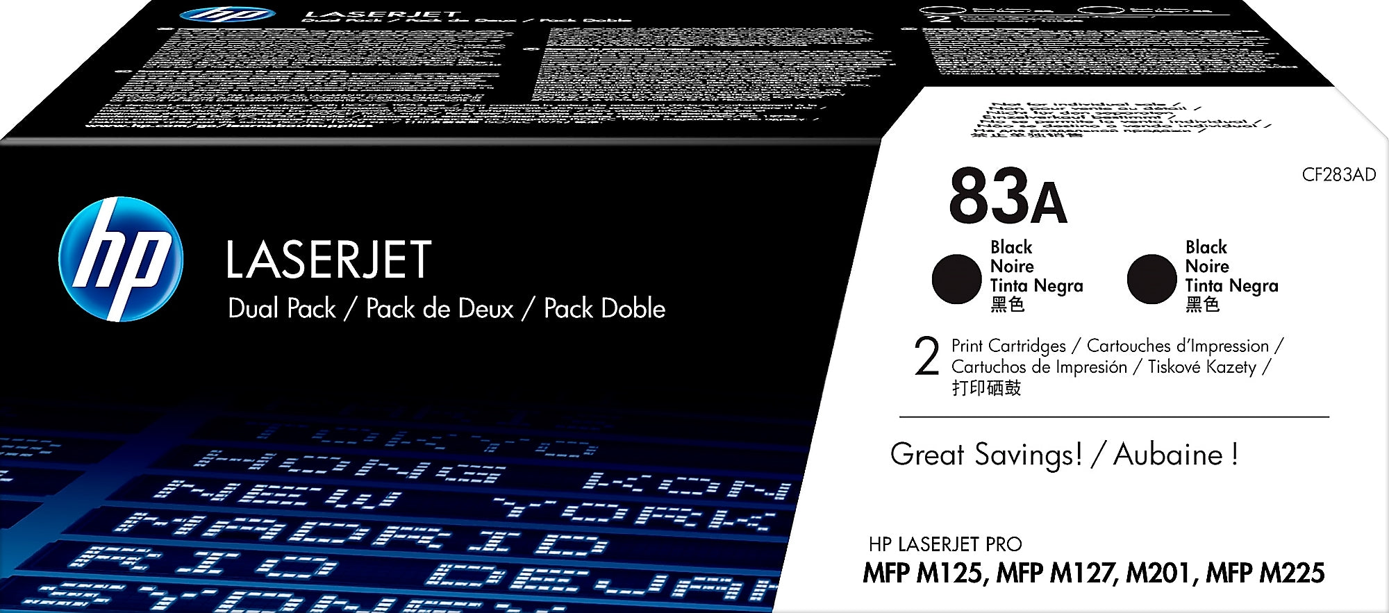 HP 83A Black Standard Yield Toner Cartridge, Prints Up to 1,500 Pages (CF283AD)