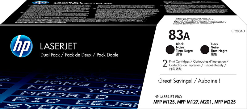 HP 83A Black Standard Yield Toner Cartridge, Prints Up to 1,500 Pages (CF283AD)