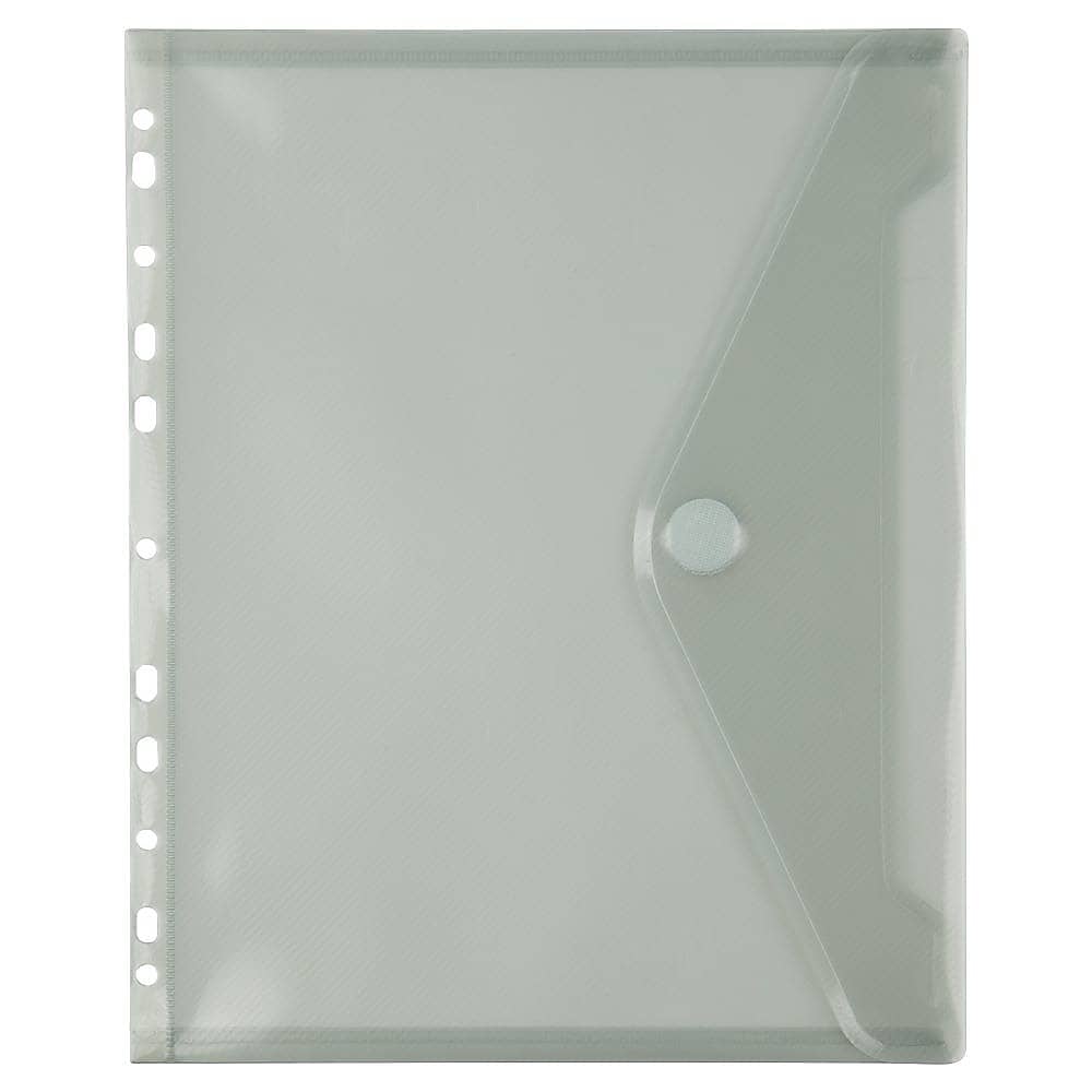 JAM Paper Plastic Binder Pocket, Gray, 3/Pack (235738956AX3)