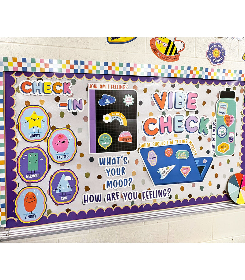 Carson Dellosa Education We Stick Together Vibe Check Bulletin Board Set, 51 Pieces (CDP110584)